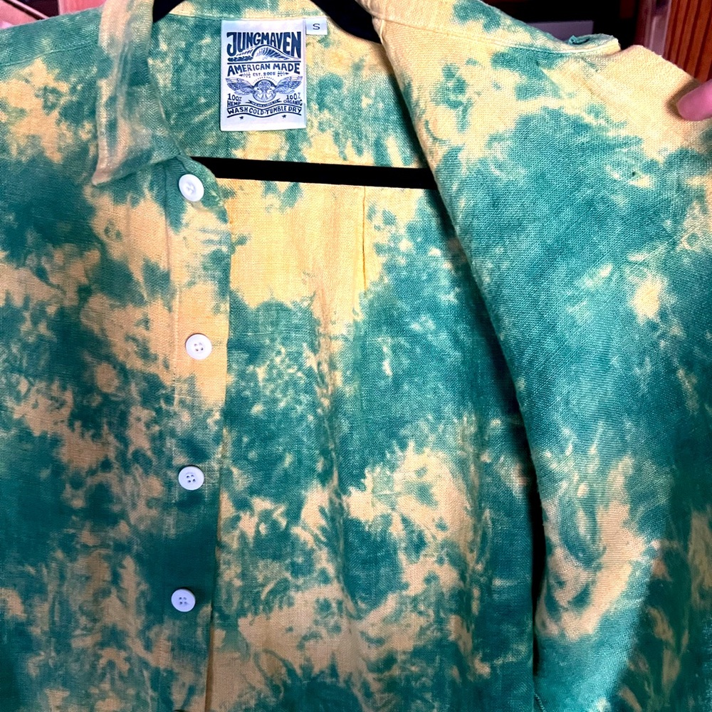 Jungmaven green and yellow dye short sleeve shirt Small - Picture 4 of 6